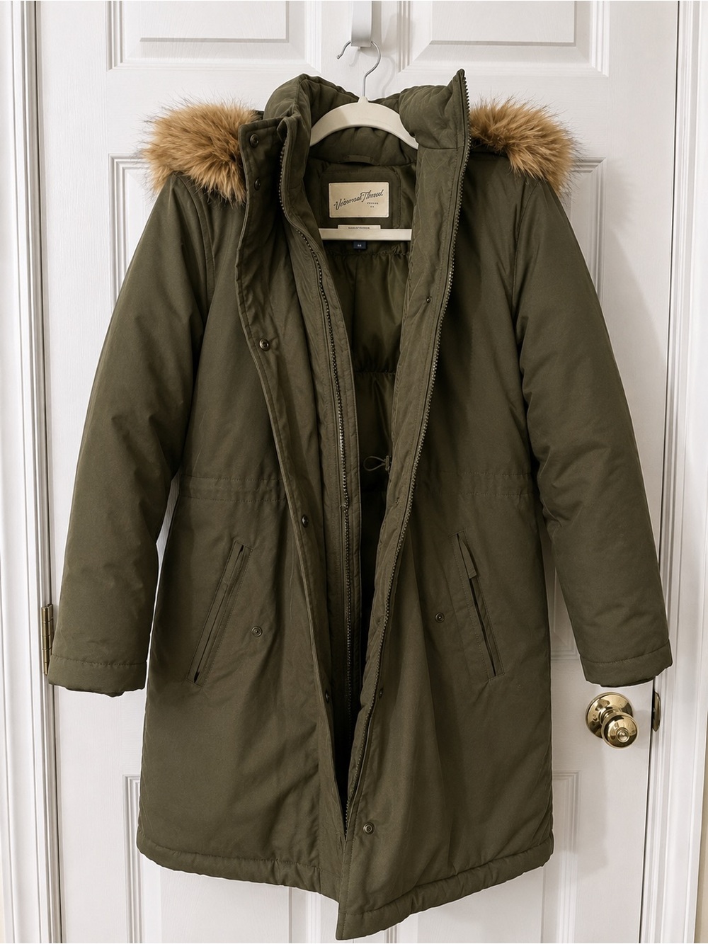 Universal Thread Olive Green Parka with Faux Fur Trim